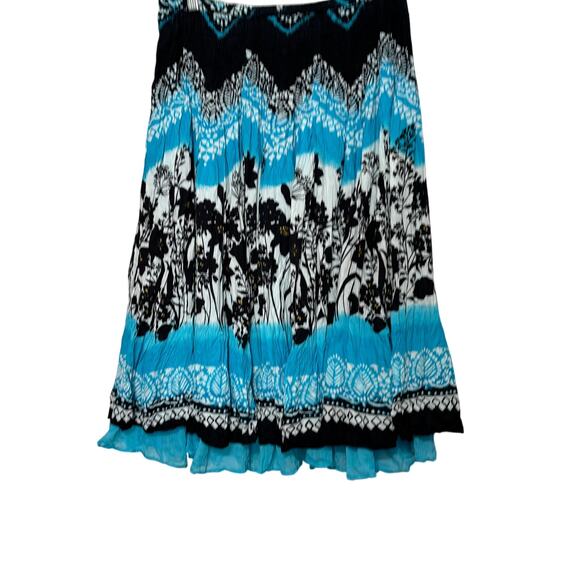 Draper’s and Damon vintage blue black smocked knee length Boho skirt Petitie m - Picture 1 of 5